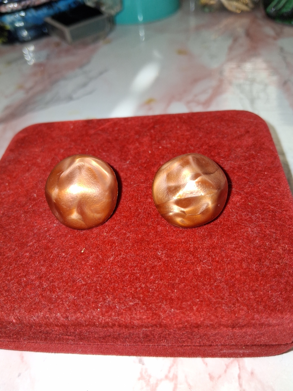 Source Unknown Copper-Tone Sculpted Dome Stud Earrings